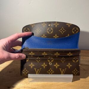 2009 Louis Vuitton Cobalt Blue Monogram Emilie Long Wallet Made in Spain